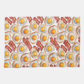 Linge De Cuisine Sunny Side Up & Crispy - Oeufs d'aquarelle et Baco (Horizontal)