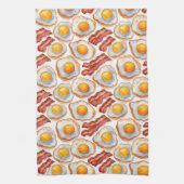 Linge De Cuisine Sunny Side Up & Crispy - Oeufs d'aquarelle et Baco (Vertical)