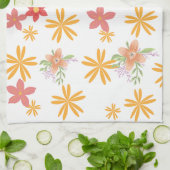 Linge De Cuisine Sunny Yellow & Pink Daisy Floral Pattern  (Plié)