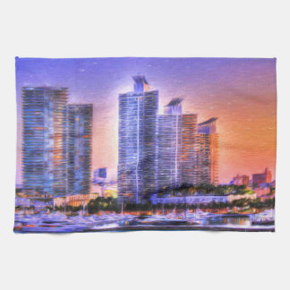 Linge De Cuisine Sunrise de Miami Skyline