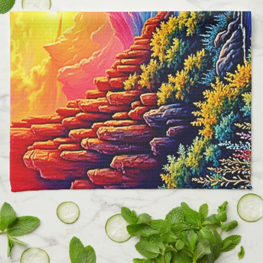 Linge De Cuisine Sunset Canyon River Art (Plié)