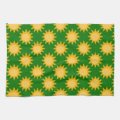 Linge De Cuisine Sunshine Sun Pattern Design On Green  (Horizontal)