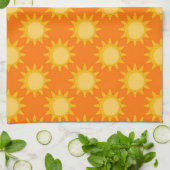 Linge De Cuisine Sunshine Sun Pattern Design On Orange  (Plié)