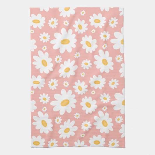 Linge De Cuisine Super Blush Boho Daisy Floral Garden Motif (Vertical)