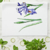 Linge De Cuisine Super Feminine Blue Iris Design Photo (Plié)