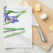 Linge De Cuisine Super Feminine Blue Iris Design Photo (Quart Plié)