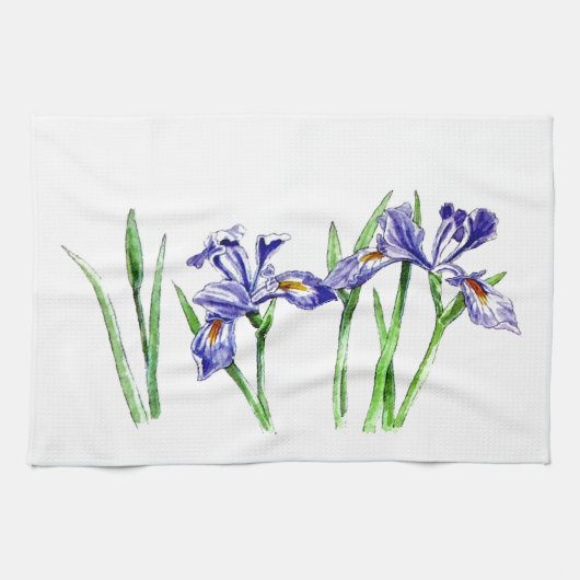 Linge De Cuisine Super Feminine Blue Iris Design Photo (Horizontal)