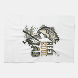 Linge De Cuisine Super Papa Pêche à la Ligne Gravure Vintage Desig