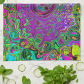 Linge De Cuisine Super Purple Abstrait Retro Liquid Swirl (Plié)