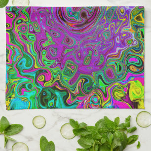 Linge De Cuisine Super Purple Abstrait Retro Liquid Swirl