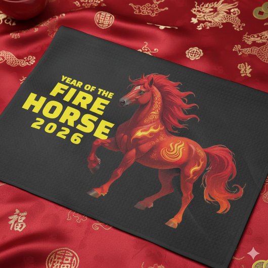 Linge De Cuisine Superbe année chinoise du Cheval de Feu 2026