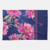 Linge De Cuisine Superbe floraison rose monogrammée (Horizontal)