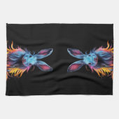 Linge De Cuisine Superbe Lapin Bleu en feu (Horizontal)