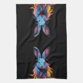 Linge De Cuisine Superbe Lapin Bleu en feu (Vertical)