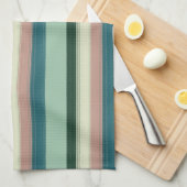 Linge De Cuisine Superbe Vert Sauge Chic Rayé (Quart Plié)
