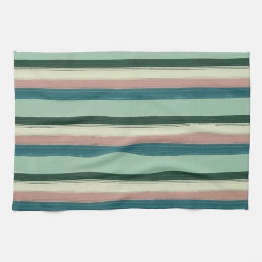 Linge De Cuisine Superbe Vert Sauge Chic Rayé (Horizontal)