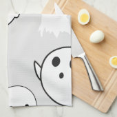 Linge De Cuisine Superbes fantômes blancs gris clair Halloween (Quart Plié)