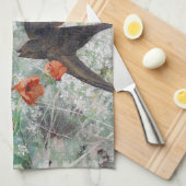 Linge De Cuisine Swallow and Flower Field, Bruno Liljefors (Quart Plié)