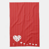 Linge De Cuisine Sweet Lovely Romantique Rouge Coeurs blancs (Vertical)