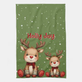 Linge De Cuisine Sweet Reindeer Pair in Holiday Snowfall (Vertical)