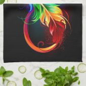 Linge De Cuisine Symbole d'infini avec plume arc-en-ciel (Plié)