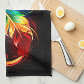 Linge De Cuisine Symbole d'infini avec plume arc-en-ciel (Quart Plié)