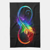 Linge De Cuisine Symbole d'infini avec plume arc-en-ciel (Vertical)