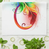 Linge De Cuisine Symbole d'infini avec plume arc-en-ciel (Plié)