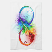 Linge De Cuisine Symbole d'infini avec plume arc-en-ciel (Vertical)
