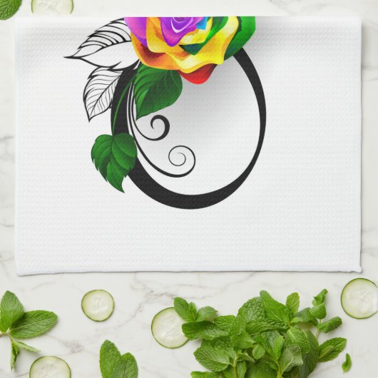 Linge De Cuisine Symbole d'infini avec Rose arc-en-ciel (Plié)