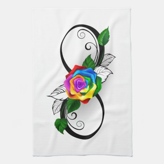 Linge De Cuisine Symbole d'infini avec Rose arc-en-ciel (Vertical)