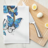 Linge De Cuisine Symbole infini de papillons Morpho bleus (Quart Plié)
