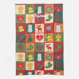 Linge De Cuisine Symboles de Noël Medley Art Thunder_Cove