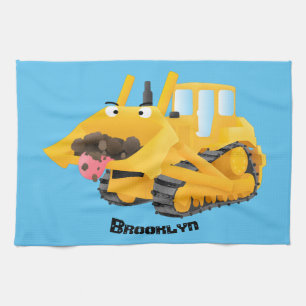Linge De Cuisine Sympa joli caractère de dessin animé au bulldozer
