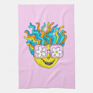 Linge De Cuisine Sympathique caractère souriant avec lunettes roses
