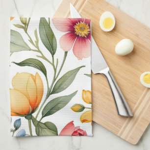 Linge De Cuisine Symphonie de jardin printanier - Fleur sauvage aqu
