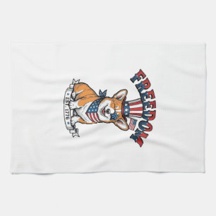 Linge De Cuisine T-Shirt à gravure vintage Corgi patriotique de lib