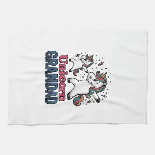 Linge De Cuisine T-shirt avec gravure vintage de grand-père licorne