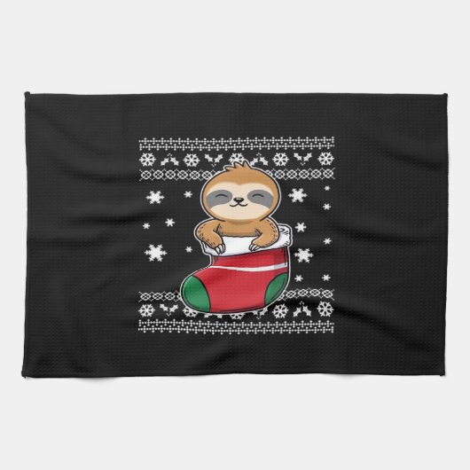Linge De Cuisine T-shirt classique de Noël Sloth (Horizontal)