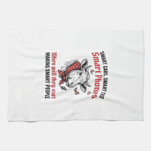 Linge De Cuisine T-Shirt D drôle gravure vintage vache personnes in
