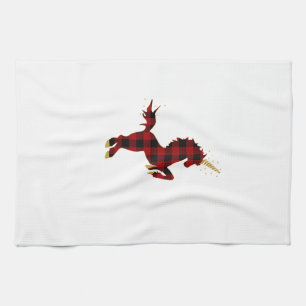 Linge De Cuisine T-shirt de Noël Licorne à carreaux rouges Buffalo