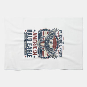 Linge De Cuisine T-Shirt décontracté vintage aigle chauve patriotiq