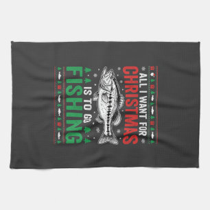 Linge De Cuisine T-shirt dégueu de Noël de pêche Bass