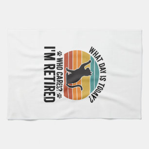 Linge De Cuisine T-Shirt Dessin Humoristique Chat Retraité Coucher