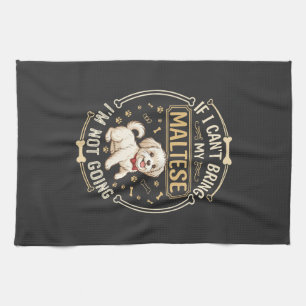 Linge De Cuisine T-shirt Maltais N'allant Pas Chien Rouge Nœud Papi