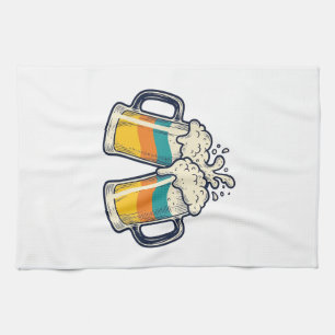 Linge De Cuisine T-shirt vectoriel de mug de bière arc-en-ciel vint