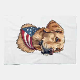Linge De Cuisine T-shirt vintage tête de Golden Retriever patriotiq