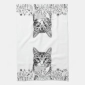 Linge De Cuisine Tabby Cat Dessin main personnalisé (Vertical)