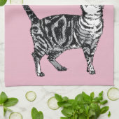 Linge De Cuisine Tabby Cat Merry Catsmus Pink Christmas Cats (Plié)