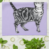 Linge De Cuisine Tabby Cat Merry Christmas Purple Lavender Pastel (Plié)